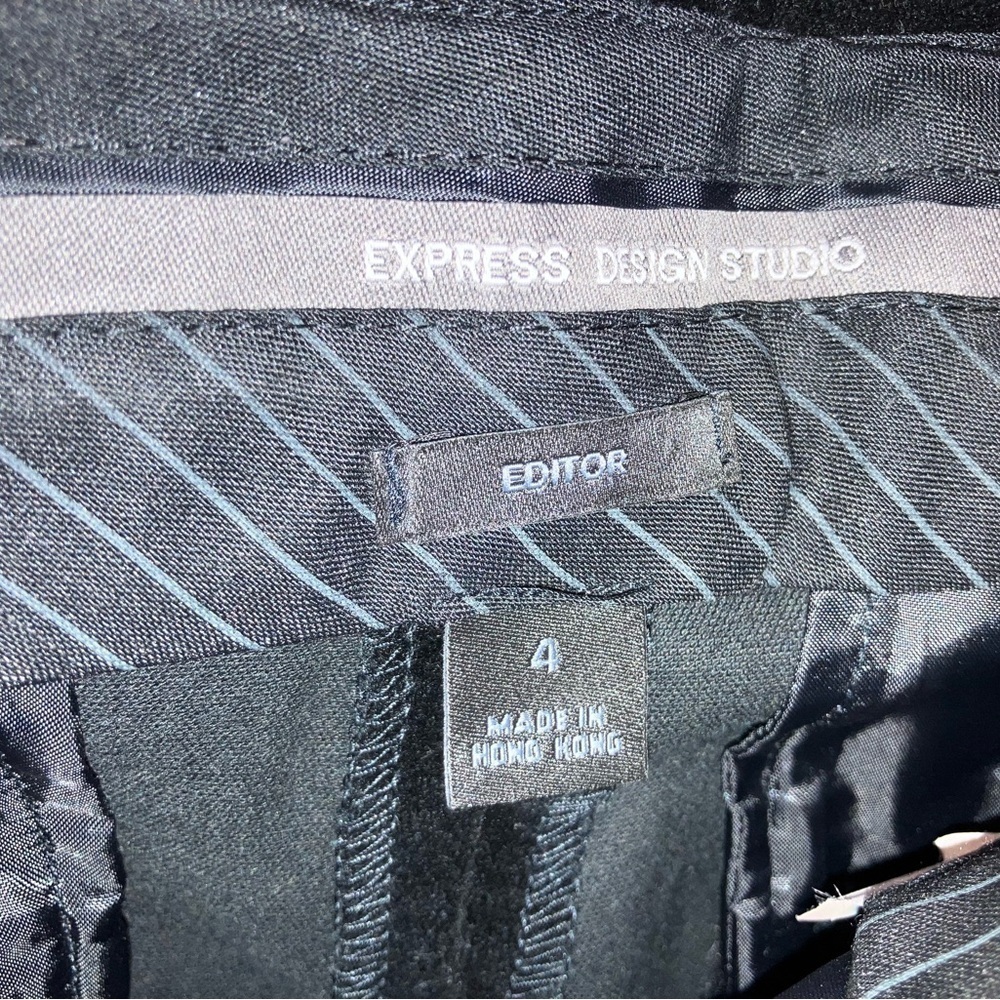 EXPRESS Editor Mid Rise Pitch Black 58 Velvet Relaxed Trouser Pant Women size 4 - Picture 6 of 6